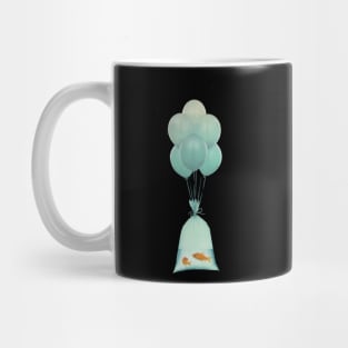 Goldfish flying with balloons to freedom Mug